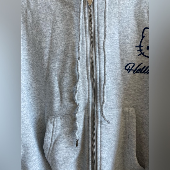 Forever 21 Hello Kitty Fleece Zip-Up Hoodie in Heather Grey Size XS - Picture 6 of 7